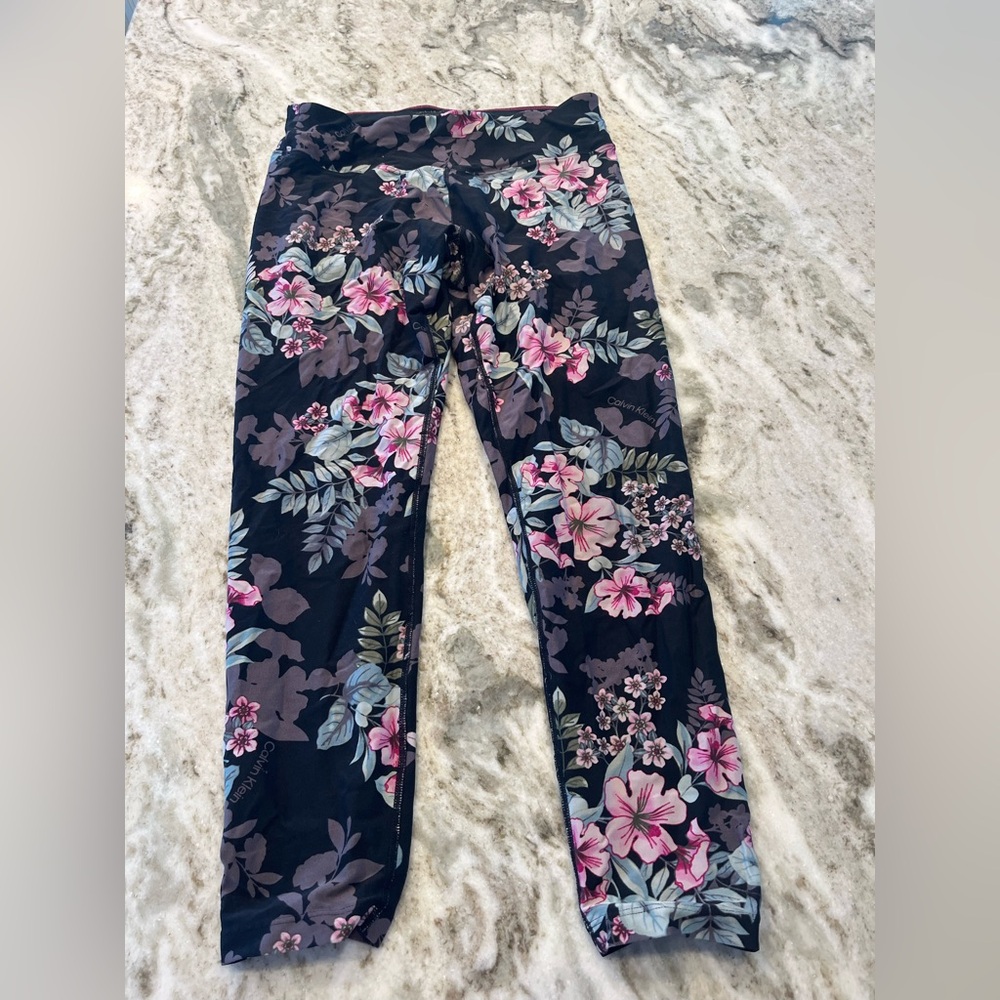 Calvin Klein Performance Women's Sz M Crepúsculo Floral Saturno Leggings